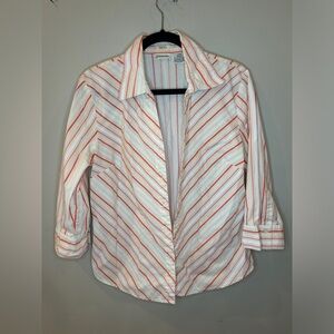 St. John's Bay Orange White Button Down Top Size Large